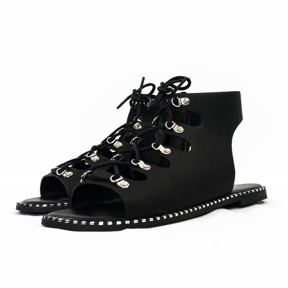 Lulu’s gladiator style black lace up sandals - Picture 2 of 2
